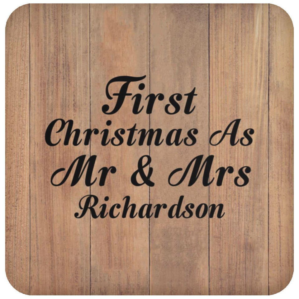 First Christmas As Mr & Mrs Richardson - Drink Coaster C