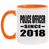 Police Officer Since 2018 - 11oz Accent Mug Orange