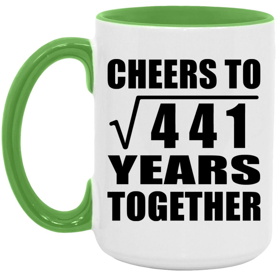 21st Anniversary Cheers To Square Root of 441 Years Together - 15oz Accent Mug Green