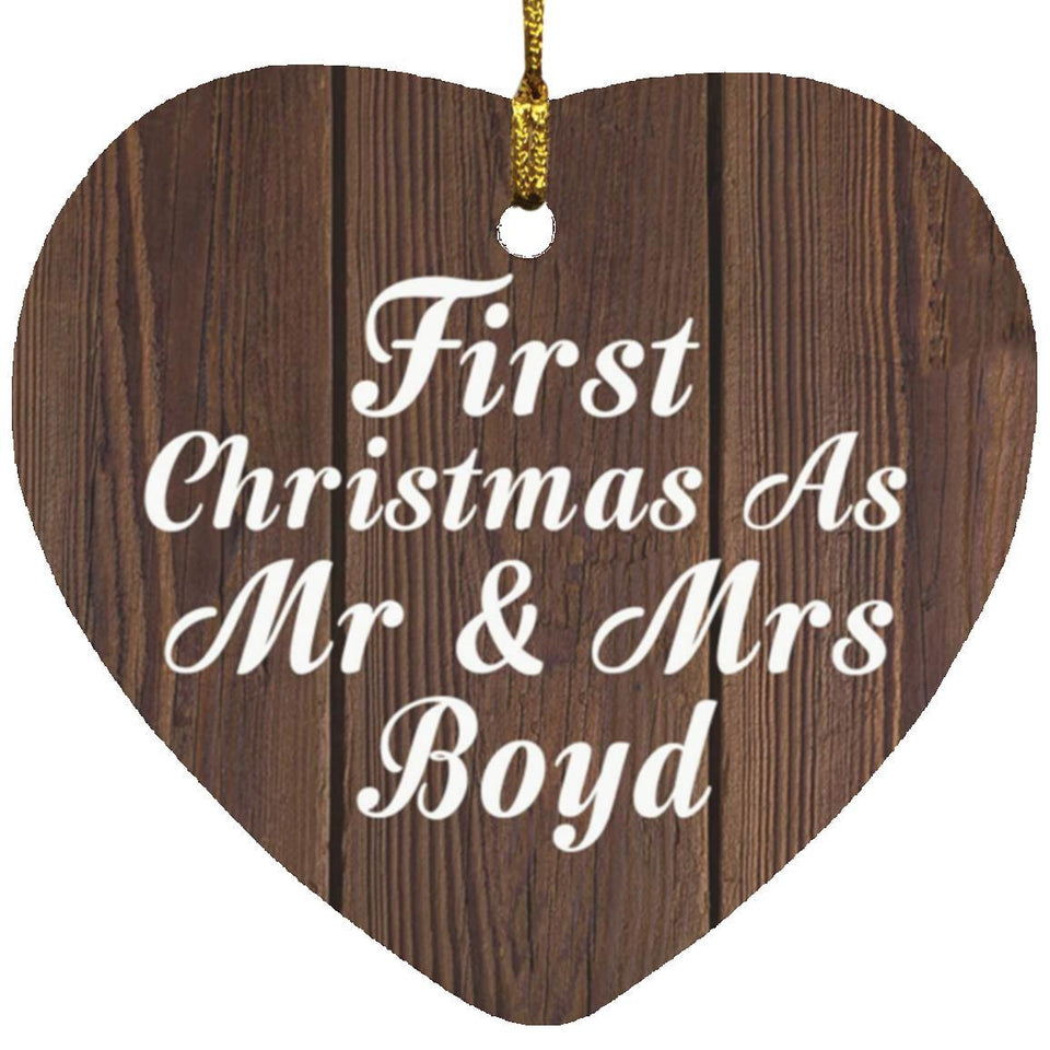 First Christmas As Mr & Mrs Boyd - Heart Ornament D