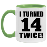 28th Birthday I Turned 14 Twice - 11oz Accent Mug Green