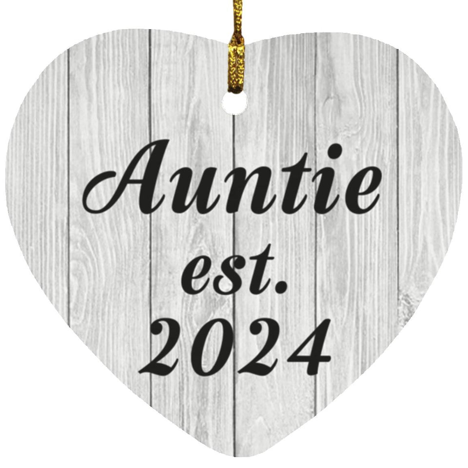 Auntie Established Est. 2024 - Heart Ornament F
