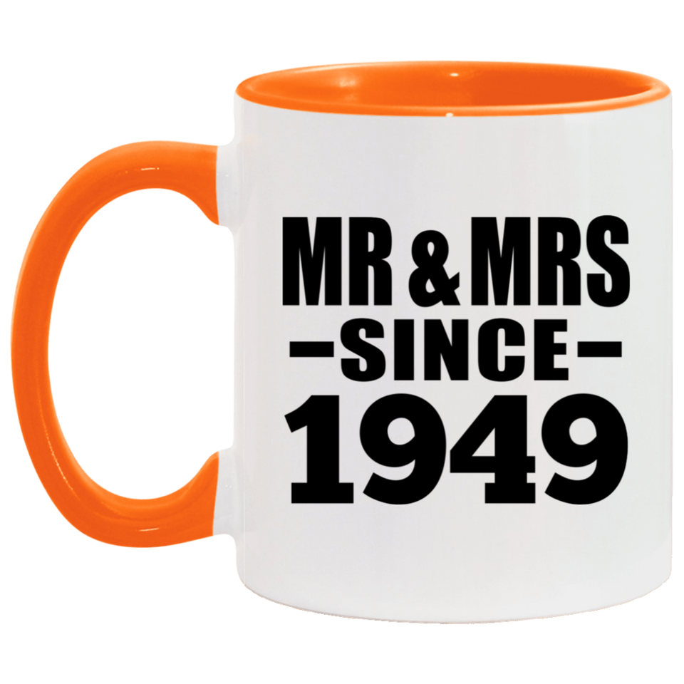 75th Anniversary Mr & Mrs Since 1949 - 11oz Accent Mug Orange