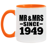 75th Anniversary Mr & Mrs Since 1949 - 11oz Accent Mug Orange