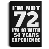 72nd Birthday I'm Not 72 I'm 18 With 54 Years Experience - Canvas Portrait