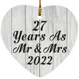 27th Anniversary 27 Years As Mr & Mrs 2022 - Heart Ornament F