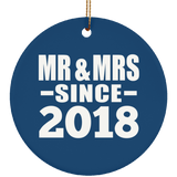 6th Anniversary Mr & Mrs Since 2018 - Circle Ornament
