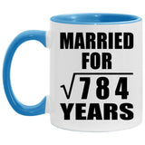 28th Anniversary Married For Square Root of 784 Years - 11oz Accent Mug Blue