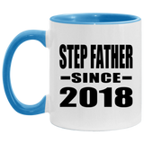 Step Father Since 2018 - 11oz Accent Mug Blue