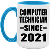 Computer Technician Since 2021 - 15oz Accent Mug Blue