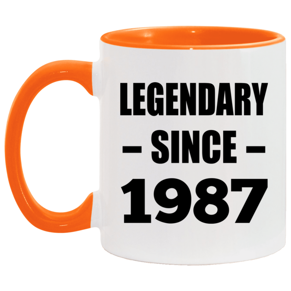 37th Birthday Legendary Since 1987 - 11oz Accent Mug Orange