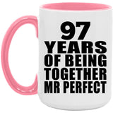 97th Anniversary 97 Years Of Being Mr Perfect - 15oz Accent Mug Pink