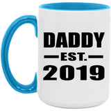 Daddy Established EST. 2019 - 15oz Accent Mug Blue