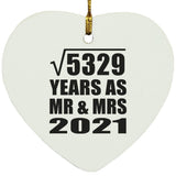 73rd Anniversary Square Root of 5329 Years As Mr & Mrs 2021 - Heart Ornament