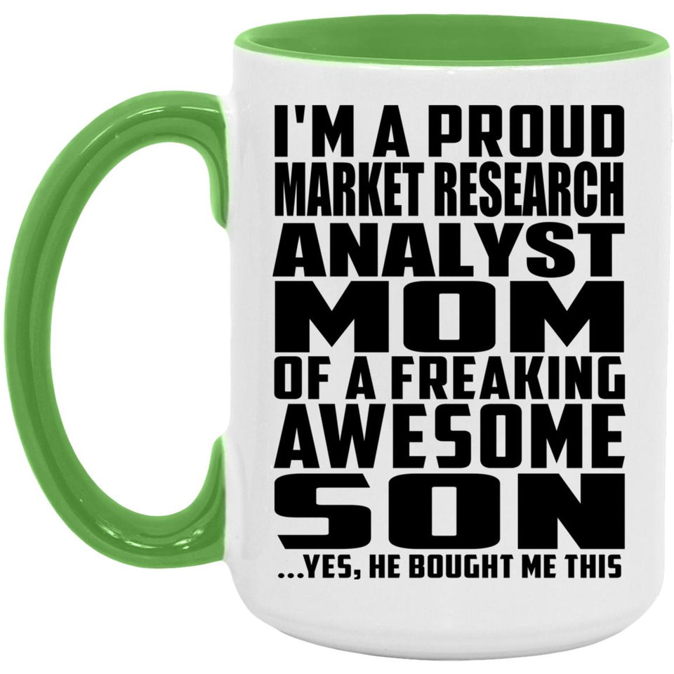 Proud Market Research Analyst Mom Of Awesome Son - 15oz Accent Mug Green