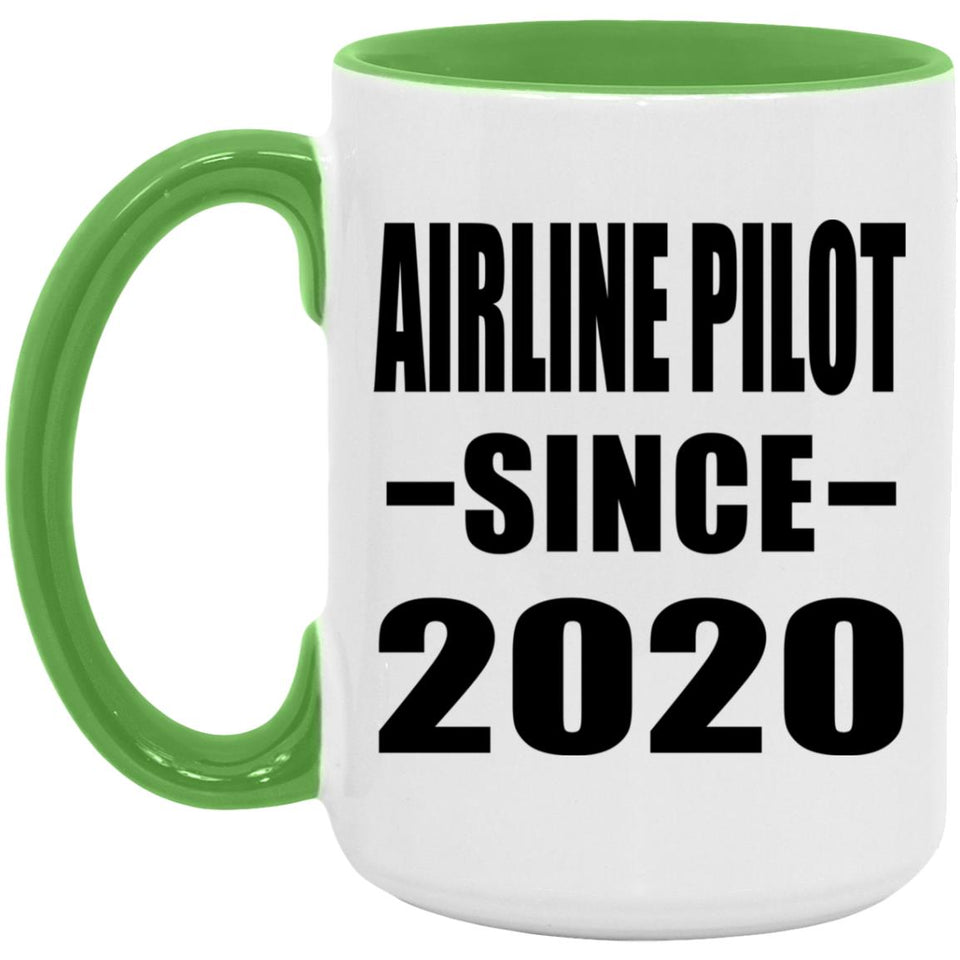 Airline Pilot Since 2020 - 15oz Accent Mug Green