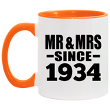 90th Anniversary Mr & Mrs Since 1934 - 11oz Accent Mug Orange