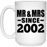 22nd Anniversary Mr & Mrs Since 2002 - 15 Oz Coffee Mug