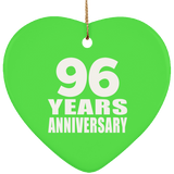 96th Anniversary 96 Years - Heart Ornament