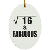 4th Birthday Square Root of 16 & Fabulous - Oval Ornament