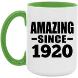 104th Birthday Amazing Since 1920 - 15oz Accent Mug Green