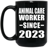 Animal Care Worker Since 2023 - 15oz Coffee Mug Black