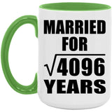 64th Anniversary Married For Square Root of 4096 Years - 15oz Accent Mug Green