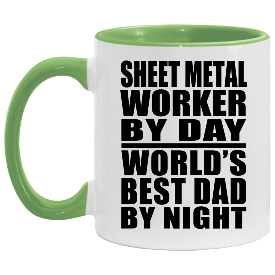 Sheet Metal Worker By Day World's Best Dad By Night - 11oz Accent Mug Green