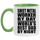 Sheet Metal Worker By Day World's Best Dad By Night - 11oz Accent Mug Green