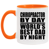 Chiropractor By Day World's Best Dad By Night - 11oz Accent Mug Orange