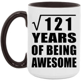 11th Birthday Square Root of 121 Years of Being Awesome - 15oz Accent Mug Black