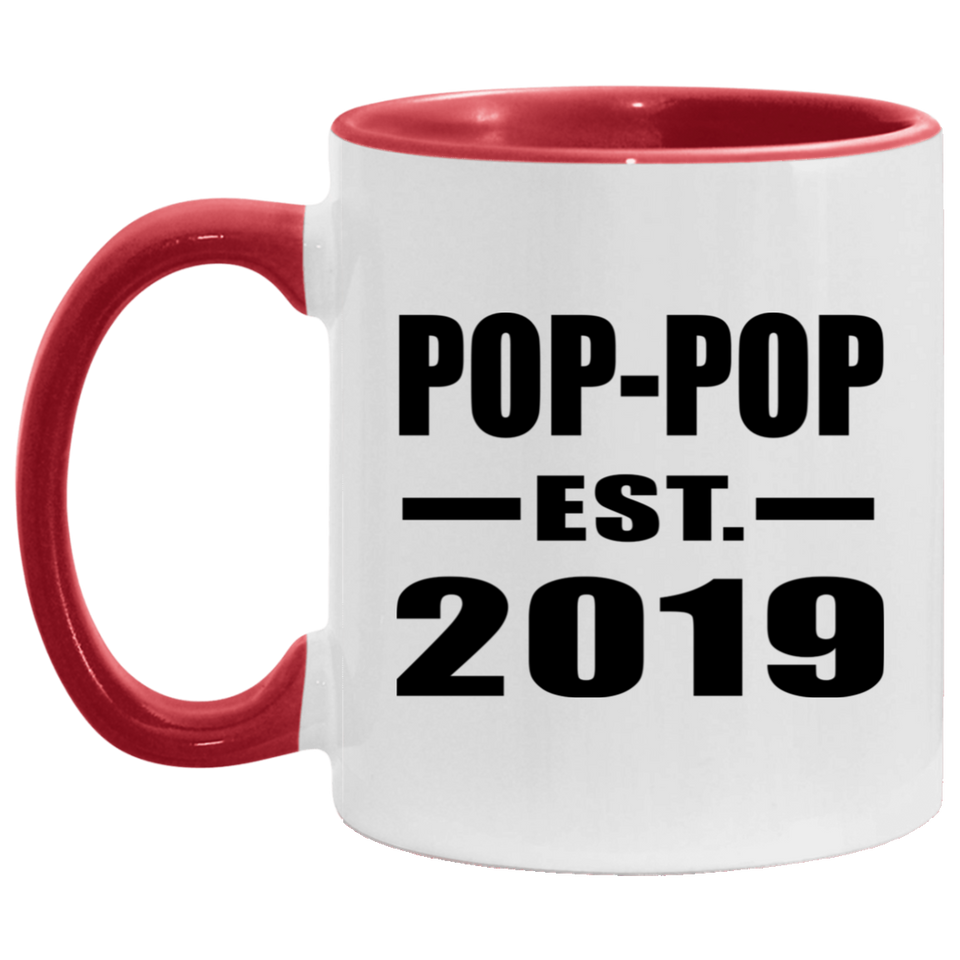 Pop-Pop Established EST. 2019 - 11oz Accent Mug Red