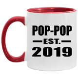 Pop-Pop Established EST. 2019 - 11oz Accent Mug Red