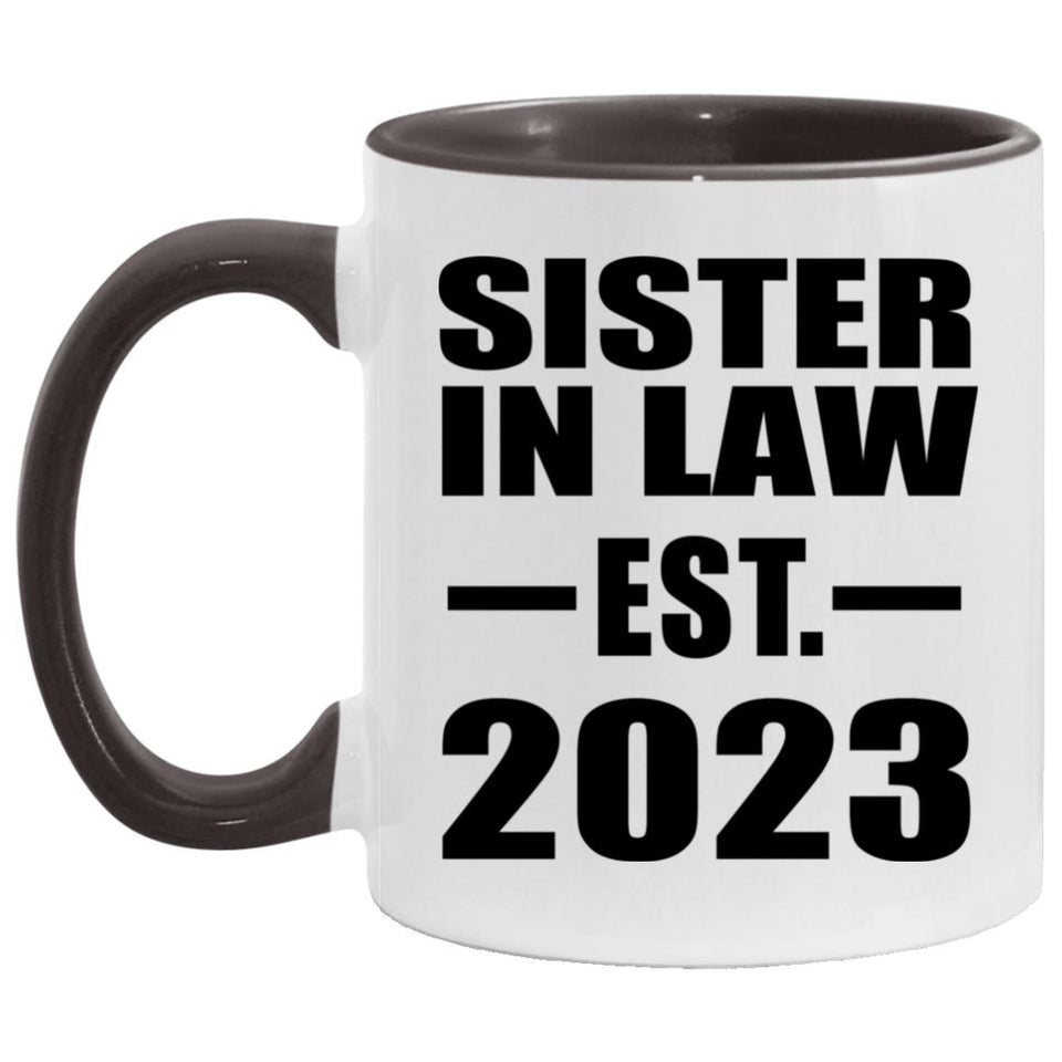 Sister In Law Established EST. 2023 - 11oz Accent Mug Black