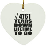 69th Anniversary Square Root of 4761 Years Lifetime To Go - Heart Ornament