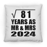 9th Anniversary Square Root of 81 Years As Mr & Mrs 2024 - Throw Pillow