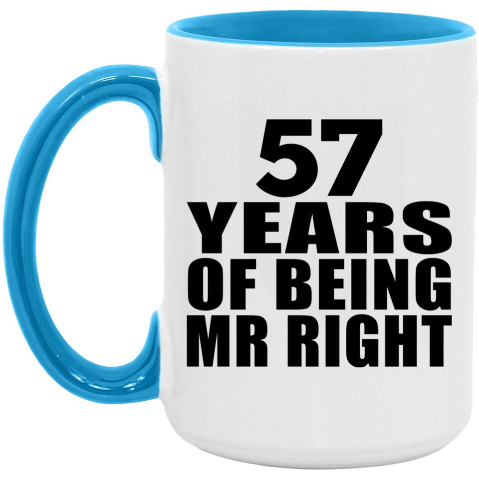 57th Anniversary 57 Years Of Being Mr Right - 15oz Accent Mug Blue
