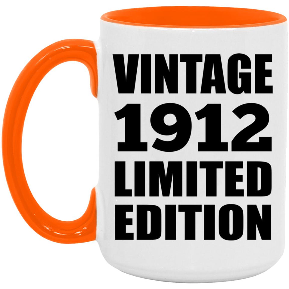 112th Birthday Vintage 1912 Limited Edition - 15oz Accent Mug Orange