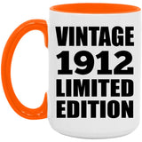 112th Birthday Vintage 1912 Limited Edition - 15oz Accent Mug Orange