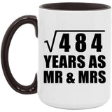 22nd Anniversary Square Root of 484 Years As Mr & Mrs - 15oz Accent Mug Black
