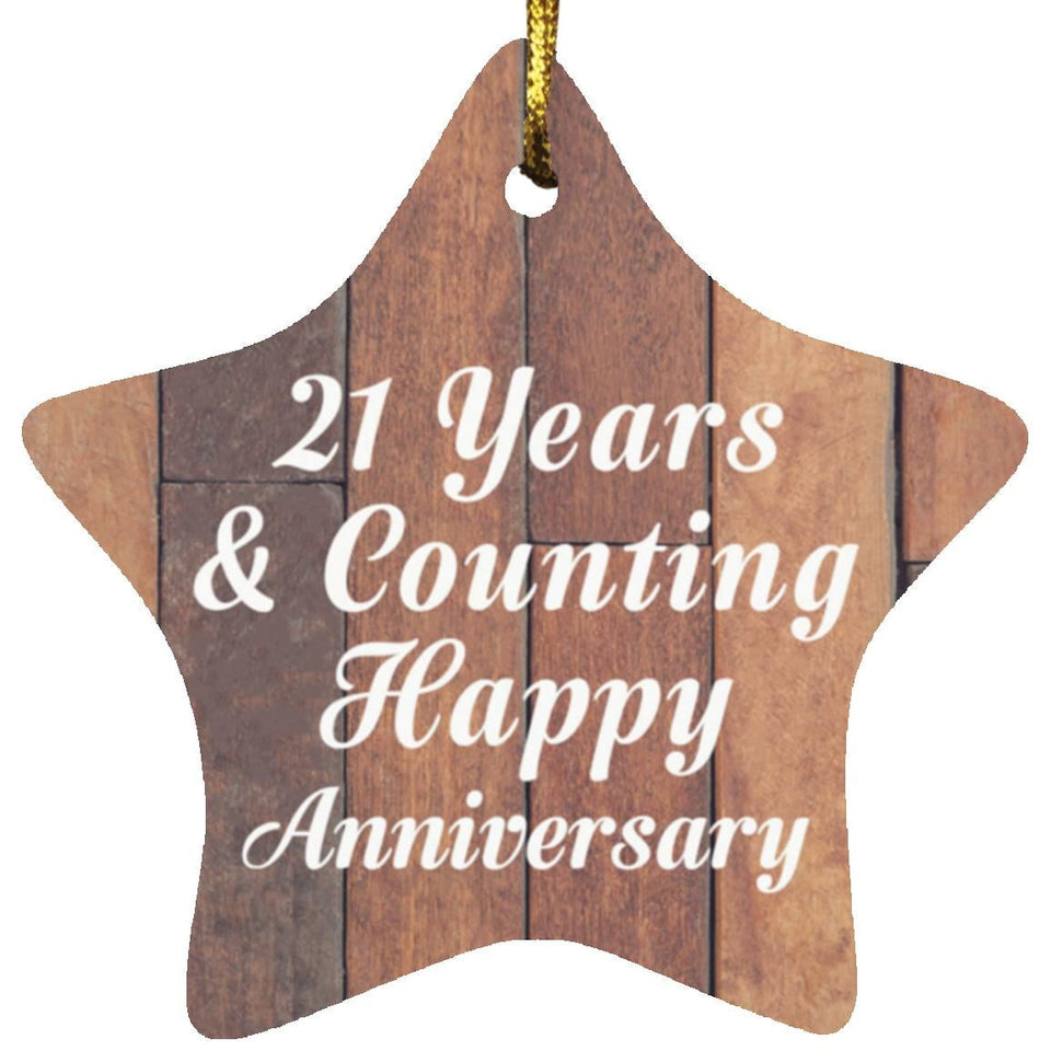 21st Anniversary 21 Years & Counting Happy Anniversary - Star Ornament E
