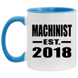 Machinist Established EST. 2018 - 11oz Accent Mug Blue