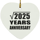 45th Anniversary Square Root of 2025 Years Anniversary - Heart Ornament