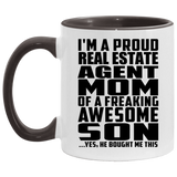 Proud Real Estate Agent Mom Of Awesome Son - 11oz Accent Mug Black