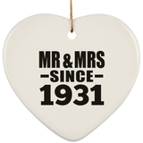 93rd Anniversary Mr & Mrs Since 1931 - Heart Ornament