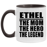 Ethel The Mom The Hero The Legend - 11oz Accent Mug Black