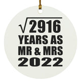 54th Anniversary Square Root of 2916 Years As Mr & Mrs 2022 - Circle Ornament