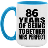 86th Anniversary 86 Years Of Being Mrs Perfect - 15oz Accent Mug Blue
