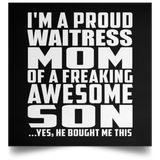 Proud Waitress Mom Of Awesome Son - Poster Square
