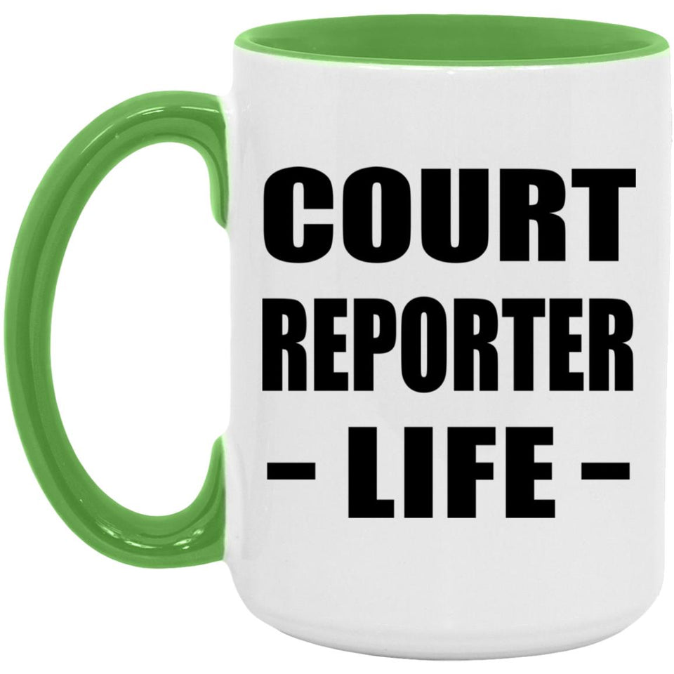 Court Reporter Life - 15oz Accent Mug Green